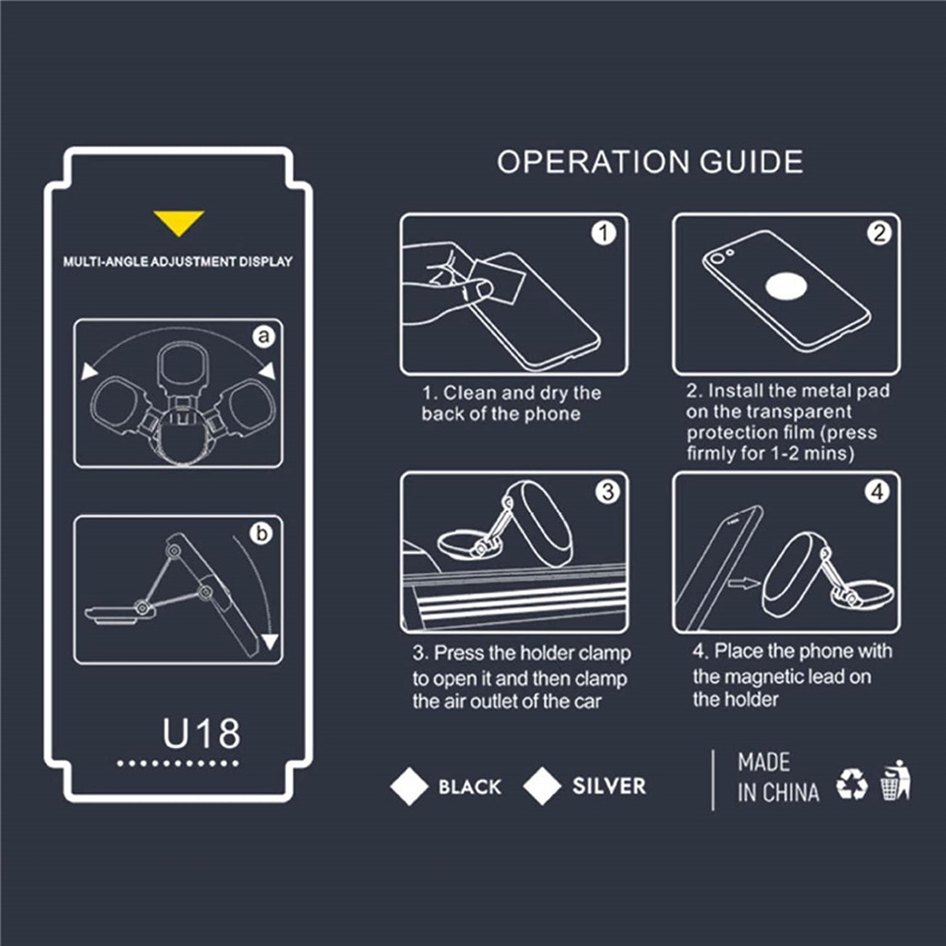 Alloy Folding Magnetic Car Phone Holder