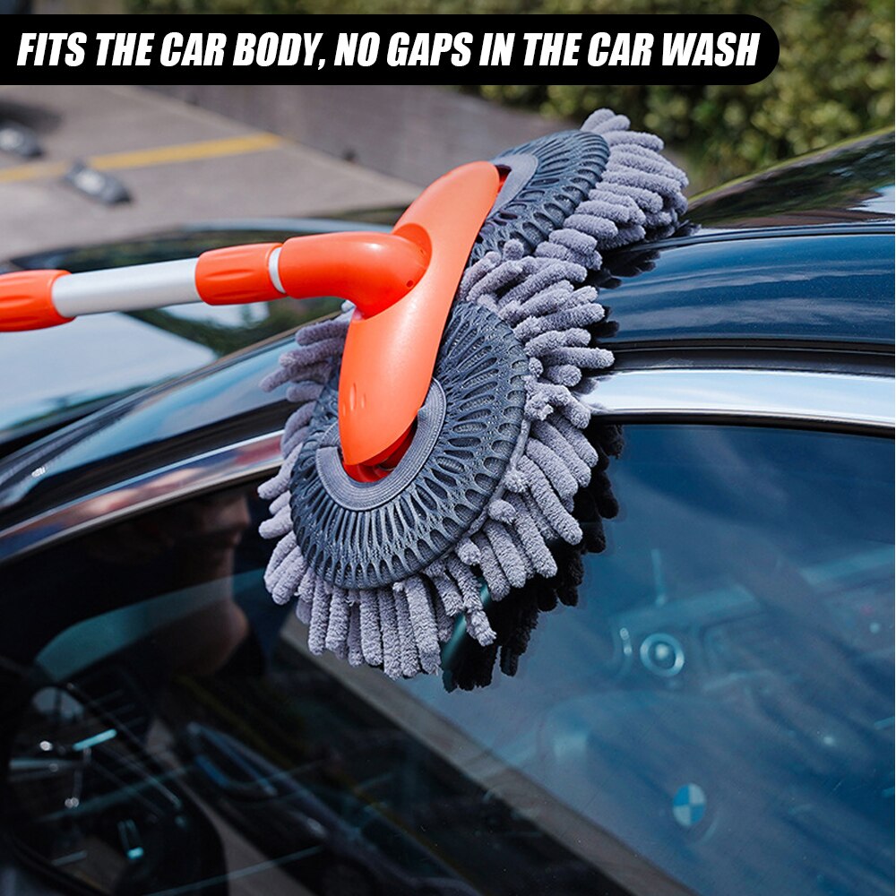 Rotating Car Wash Mop Three-Section Telescopic Roof Window Double Head Brush Maintenance Washing Cleaning Tools Auto Accessories Rotating Car Wash Mop Three-Section Telescopic Roof Window Double Head Brush Maintenance Washing Cleaning Tools Auto Accessories
