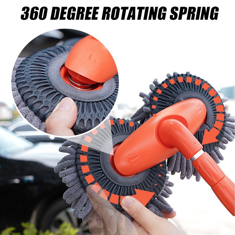 Rotating Car Wash Mop Three-Section Telescopic Roof Window Double Head Brush Maintenance Washing Cleaning Tools Auto Accessories Rotating Car Wash Mop Three-Section Telescopic Roof Window Double Head Brush Maintenance Washing Cleaning Tools Auto Accessories
